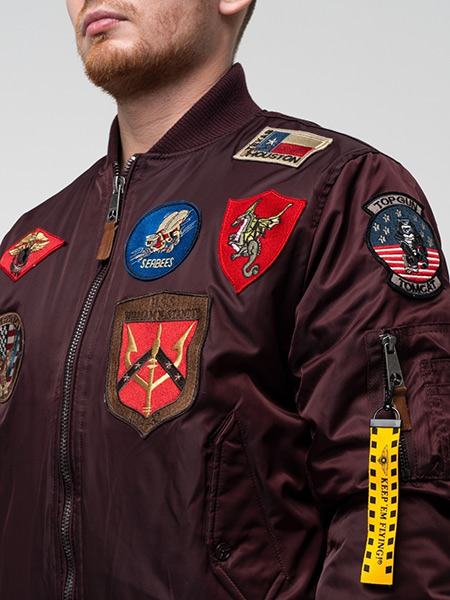 Бомбер Top Gun Bomber Jacket MA-1 With patches Maroon TGJ1540P