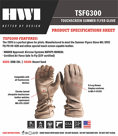   HWI TSFG300 Touch Screen Summer Flyer Glove