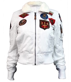 Жіночий бомбер Miss Top Gun B-15 flight jacket with patches (white) TGJ1676