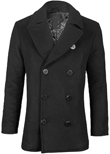 Пальто бушлат Top Gun Men&#39;s Wool Military Issue Double Breasted Coat (black) TGJ1406