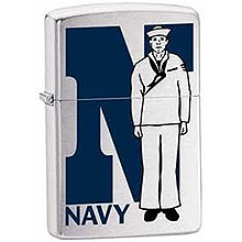 Запальничка Zippo Navy, США (brushed сhrome) 21105